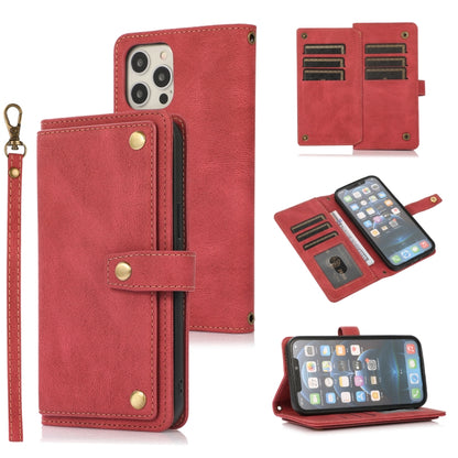 For iPhone 12 Pro Max PU + TPU Horizontal Flip Leather Case with Holder & Card Slot & Wallet & Lanyard(Wine Red) - iPhone 12 Pro Max Cases by buy2fix | Online Shopping UK | buy2fix