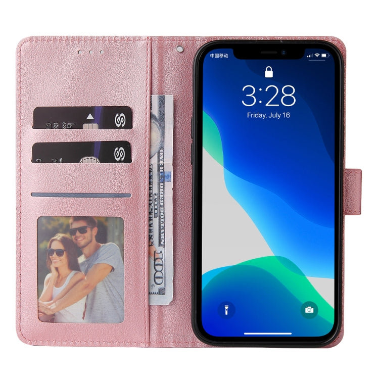 For iPhone 13 mini Multifunctional Horizontal Flip Leather Case, with Three Card Slot & Holder & Photo Frame & Lanyard (Rose Gold) - iPhone 13 mini Cases by buy2fix | Online Shopping UK | buy2fix