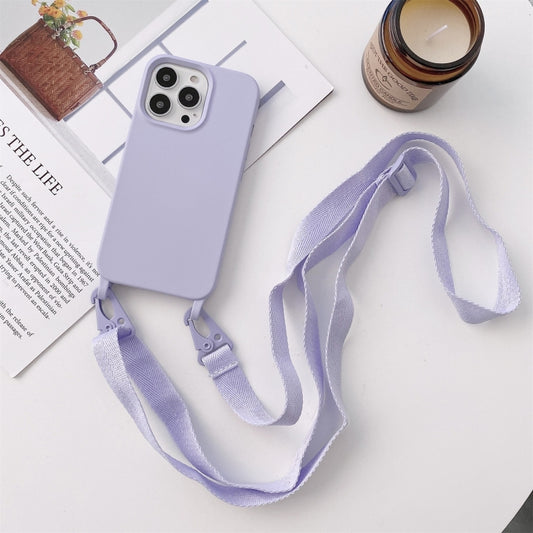 For iPhone 11 Pro Max Elastic Silicone Protective Case with Wide Neck Lanyard (Purple) - iPhone 11 Pro Max Cases by buy2fix | Online Shopping UK | buy2fix