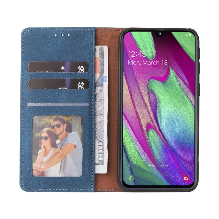 For Samsung Galaxy A40 Simple Suction Closure Horizontal Flip Leather Case with Holder & Card Slot & Wallet(Blue) - Galaxy Phone Cases by buy2fix | Online Shopping UK | buy2fix