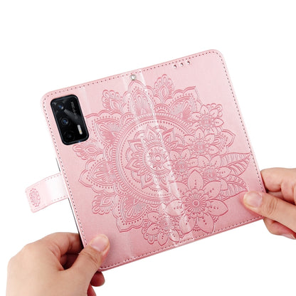 For OPPO Realme GT Master / Realme Q3 Pro 7-petal Flowers Embossing Pattern Horizontal Flip PU Leather Case with Holder & Card Slots & Wallet & Photo Frame(Rose Gold) - Realme Cases by buy2fix | Online Shopping UK | buy2fix