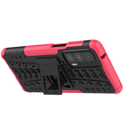 For Motorola Edge 20 Pro Tire Texture Shockproof TPU+PC Protective Case with Holder(Pink) - Motorola Cases by buy2fix | Online Shopping UK | buy2fix