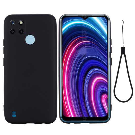 For OPPO Realme C21Y Foreign Version Solid Color Liquid Silicone Dropproof Full Coverage Protective Case(Black) - Realme Cases by buy2fix | Online Shopping UK | buy2fix