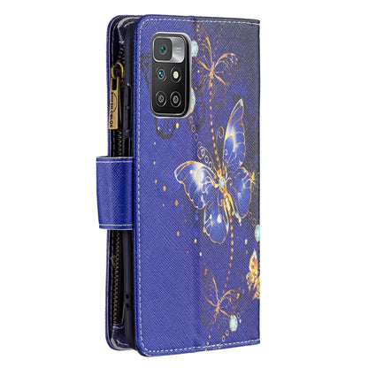 For Xiaomi Redmi 10 Colored Drawing Pattern Zipper Horizontal Flip Leather Case with Holder & Card Slots & Wallet(Purple Butterfly) - Xiaomi Cases by buy2fix | Online Shopping UK | buy2fix