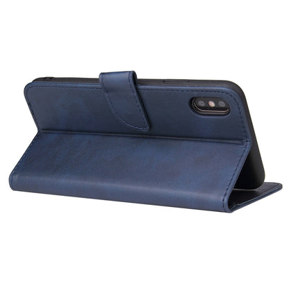 For iPhone X / XS Calf Texture Buckle Horizontal Flip Leather Case with Holder & Card Slots & Wallet(Blue) - More iPhone Cases by buy2fix | Online Shopping UK | buy2fix