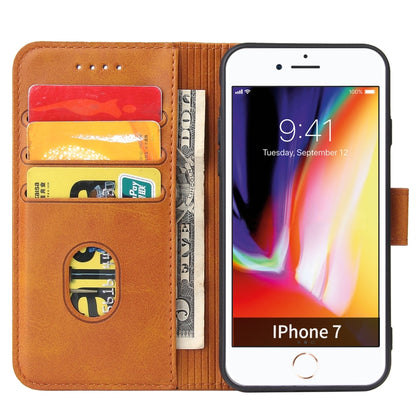 For iPhone SE 2022 / SE 2020 / 8 / 7 Calf Texture Buckle Horizontal Flip Leather Case with Holder & Card Slots & Wallet(Khaki) - iPhone SE 2022 / 2020 / 8 / 7 Cases by buy2fix | Online Shopping UK | buy2fix