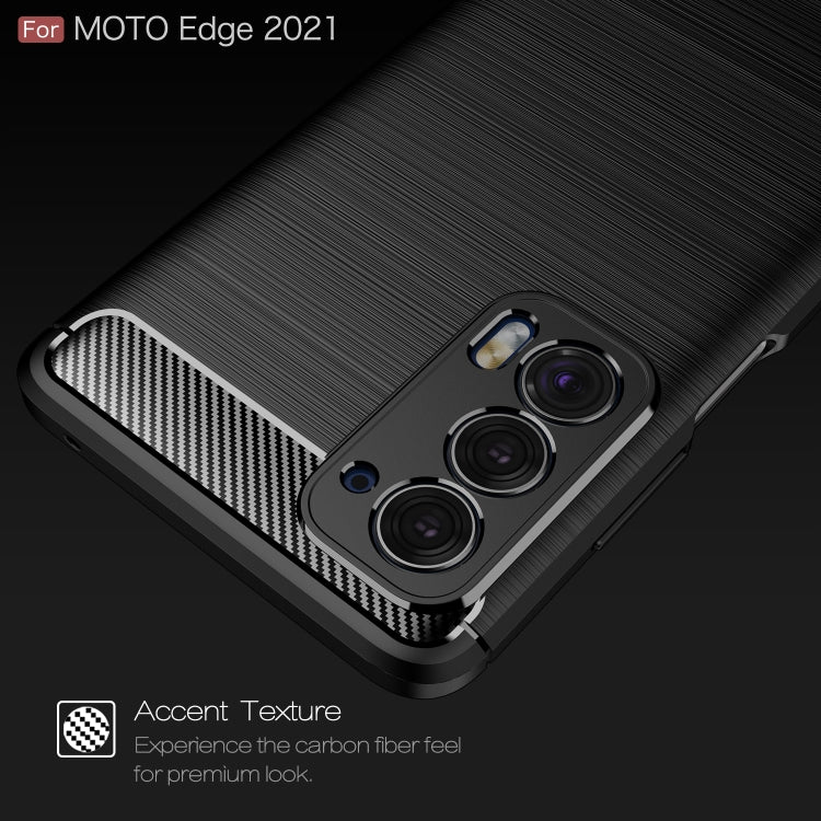 For Motorola Moto Edge 2021 Brushed Texture Carbon Fiber TPU Case(Black) - Motorola Cases by buy2fix | Online Shopping UK | buy2fix