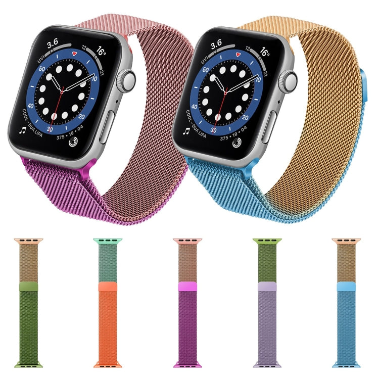 Gradient Color Milan Watch Band For Apple Watch Series 7 45mm/6&SE&5&4 44mm/3&2&1 42mm(Orange Light Blue) - Watch Bands by buy2fix | Online Shopping UK | buy2fix