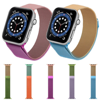 Gradient Color Milan Watch Band For Apple Watch Series 7 45mm/6&SE&5&4 44mm/3&2&1 42mm(Purple Rose Pink) - Watch Bands by buy2fix | Online Shopping UK | buy2fix