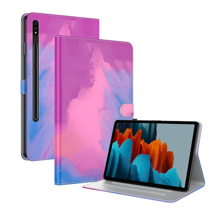 For Samsung Galaxy Tab S8+ / Tab S8 Plus /  Tab S7 FE / Tab S7+ 12.4 inch T970 / T976B Voltage Watercolor Pattern Skin Feel Magnetic Horizontal Flip PU Leather Case with Holder & Card Slots & Photo Frame(Purple Red) - Galaxy Tab S8+ Cases by buy2fix | Online Shopping UK | buy2fix