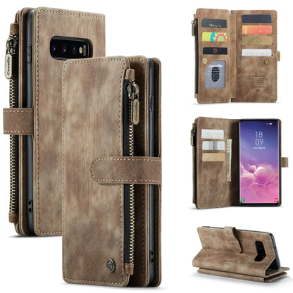 For Samsung Galaxy S10 CaseMe-C30 PU + TPU Multifunctional Horizontal Flip Leather Case with Holder & Card Slot & Wallet & Zipper Pocket(Brown) - Galaxy Phone Cases by CaseMe | Online Shopping UK | buy2fix