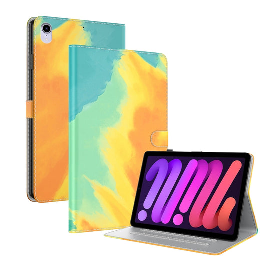 For iPad mini 6 Watercolor Pattern Skin Feel Magnetic Horizontal Flip PU Leather Tablet Case with Holder & Card Slots & Photo Frame(Autumn Leaves) - iPad mini 6 Cases by buy2fix | Online Shopping UK | buy2fix