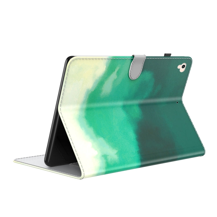 Watercolor Pattern Skin Feel Magnetic Horizontal Flip PU Leather Case with Holder & Card Slots & Photo Frame & Sleep / Wake-up Function For iPad 9.7 (2018 & 2017) / Air 2 / Air(Cyan Green) - iPad 9.7 (2018) & (2017) Cases by buy2fix | Online Shopping UK | buy2fix