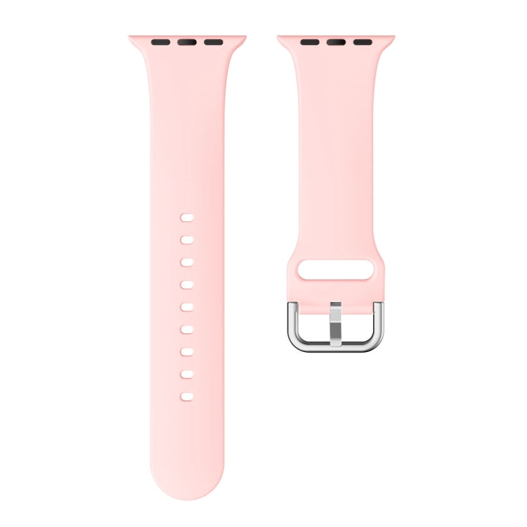 Single-color Silicone Buckle Strap Watch Band For Apple Watch Series 9&8&7 41mm / SE 3&SE 2&6&SE&5&4 40mm / 3&2&1 38mm(Vintage Rose) - Watch Bands by buy2fix | Online Shopping UK | buy2fix
