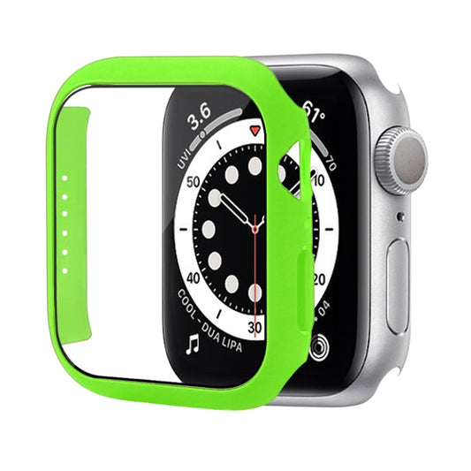 Shockproof PC Protective Case with Tempered Glass Film For Apple Watch Series 8 / 7 41mm(Bright Green) - Watch Cases by buy2fix | Online Shopping UK | buy2fix