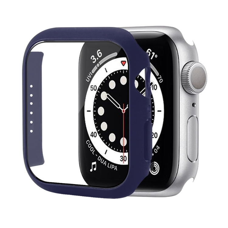 Shockproof PC Protective Case with Tempered Glass Film For Apple Watch Series 8 / 7 41mm(Midnight Blue) - Watch Cases by buy2fix | Online Shopping UK | buy2fix