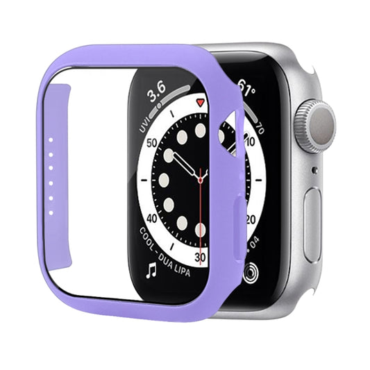 Shockproof PC Protective Case with Tempered Glass Film For Apple Watch Series 8 / 7 41mm(Purple) - Watch Cases by buy2fix | Online Shopping UK | buy2fix
