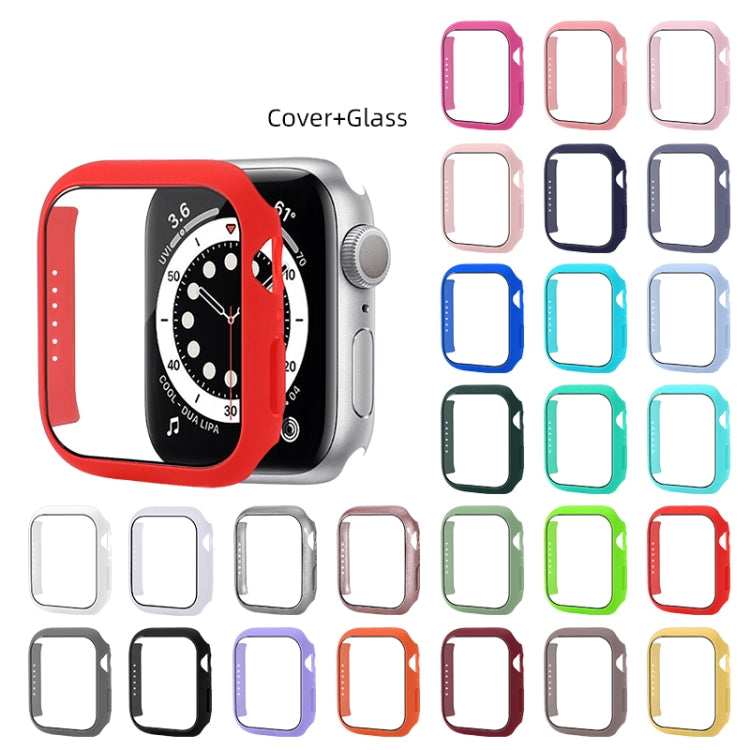 Shockproof PC Protective Case with Tempered Glass Film For Apple Watch Series 8 / 7 41mm(Single Cyan) - Watch Cases by buy2fix | Online Shopping UK | buy2fix