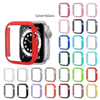 Shockproof PC Protective Case with Tempered Glass Film For Apple Watch Series 8 / 7 45mm(Yellow) - Watch Cases by buy2fix | Online Shopping UK | buy2fix