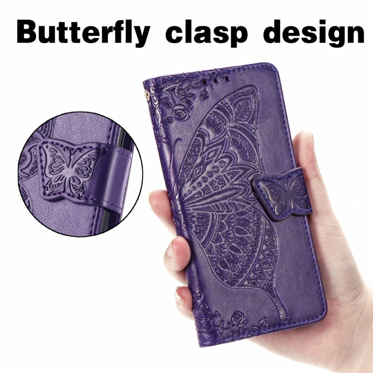 For Motorola Moto Edge 20 Lite Butterfly Love Flower Embossed Horizontal Flip Leather Case with Holder & Card Slots & Wallet & Lanyard(Dark Purple) - Motorola Cases by buy2fix | Online Shopping UK | buy2fix