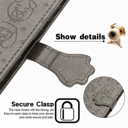 For Blackview A100 Lovely Cat and Dog Embossing Pattern Horizontal Flip Leather Case , with Holder & Card Slots & Wallet & Cartoon Clasp & Lanyard(Grey) - More Brand by buy2fix | Online Shopping UK | buy2fix