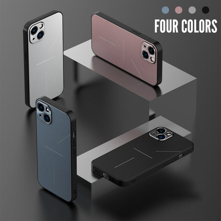 For iPhone 13 R-JUST RJ-52 3-Line Style Metal TPU Shockproof Protective Case(Blue) - iPhone 13 Cases by R-JUST | Online Shopping UK | buy2fix