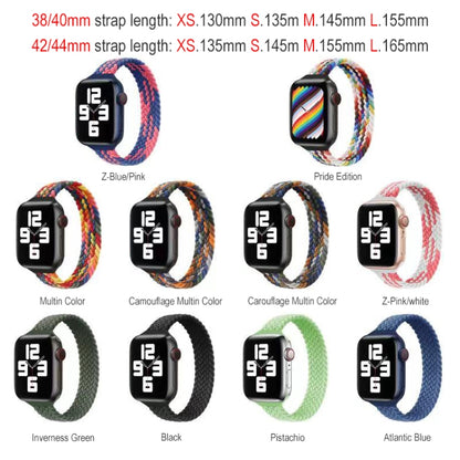 Small Waist Single Loop Nylon Braid Watch Band For Apple Watch Ultra 49mm&Watch Ultra 2 49mm / Series 9&8&7 45mm / SE 3&SE 2&6&SE&5&4 44mm / 3&2&1 42mm, Szie: XS 135mm(Z Pattern-Blue Pink) - Watch Bands by buy2fix | Online Shopping UK | buy2fix