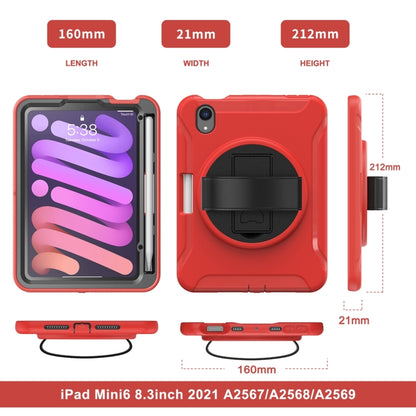 For iPad mini 6 360 Degree Rotation PC + TPU Protective Tablet Case with Holder & Hand-strap(Red) - iPad mini 6 Cases by buy2fix | Online Shopping UK | buy2fix