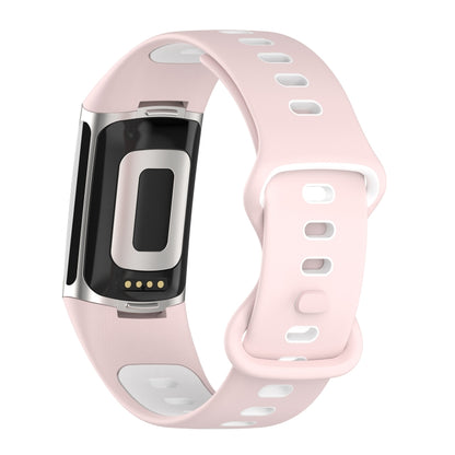 For Fitbit Charge 5 Two-color Silicone Watch Band(Pink White) - Watch Bands by buy2fix | Online Shopping UK | buy2fix