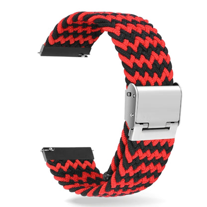 22mm Universal Metal Buckle Nylon Braided Watch Band(W Black Red) - 22mm Bands by buy2fix | Online Shopping UK | buy2fix
