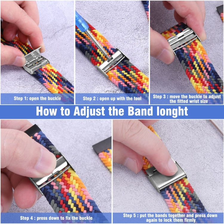 22mm Universal Metal Buckle Nylon Braided Watch Band(Gold) - 22mm Bands by buy2fix | Online Shopping UK | buy2fix