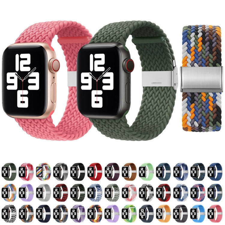 Nylon Braid One Buckle Watch Band For Apple Watch Series 9&8&7 41mm / SE 3&SE 2&6&SE&5&4 40mm / 3&2&1 38mm(Lime) - Watch Bands by buy2fix | Online Shopping UK | buy2fix