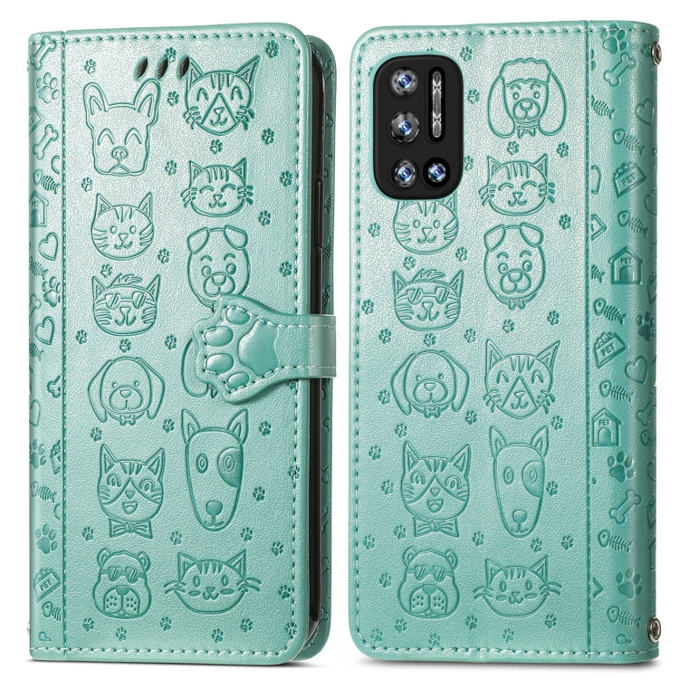 For Doogee N40 Pro Cat and Dog Embossed Horizontal Flip Phone Leather Case with Holder & Card Slot & Wallet & Lanyard(Green) - More Brand by buy2fix | Online Shopping UK | buy2fix