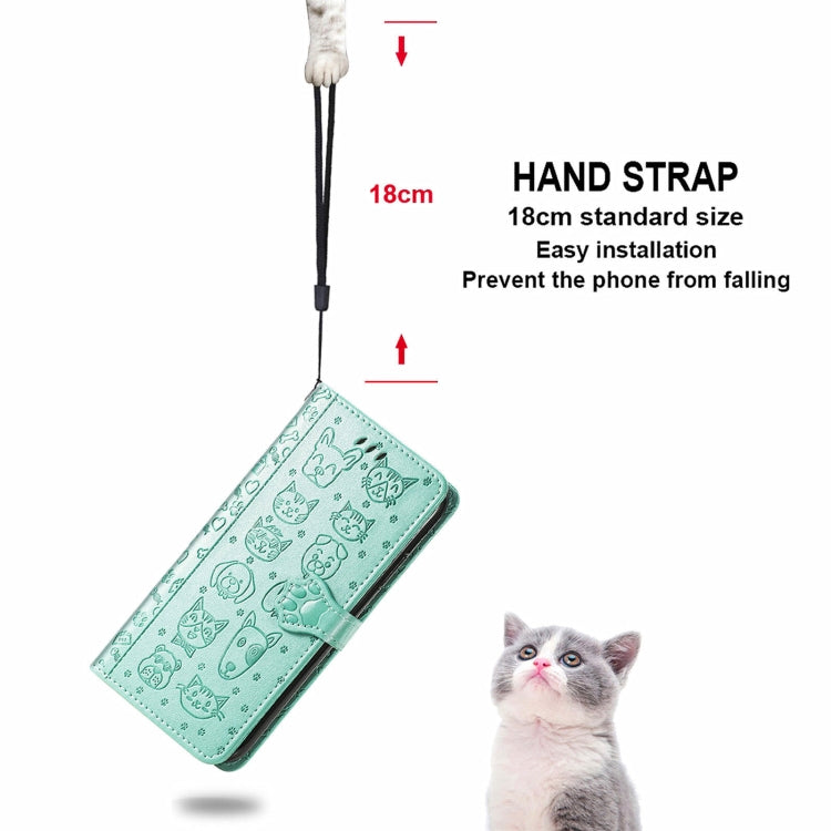 For Doogee N40 Pro Cat and Dog Embossed Horizontal Flip Phone Leather Case with Holder & Card Slot & Wallet & Lanyard(Green) - More Brand by buy2fix | Online Shopping UK | buy2fix