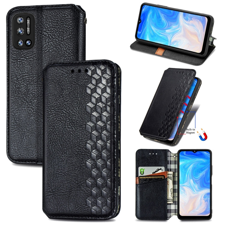 For Doogee N40 Pro Cubic Grid Pressed Horizontal Flip Magnetic Leather Case with Holder & Card Slots & Wallet(Black) - More Brand by buy2fix | Online Shopping UK | buy2fix