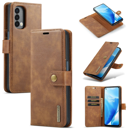 For OnePlus Nord 2 5G DG.MING Crazy Horse Texture Flip Detachable Magnetic Leather Case with Holder & Card Slots & Wallet(Brown) - OnePlus Cases by DG.MING | Online Shopping UK | buy2fix