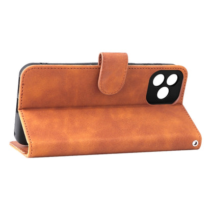 For Blackview Oscal C20 Solid Color Skin Feel Magnetic Buckle Horizontal Flip PU Phone Case(Brown) - More Brand by buy2fix | Online Shopping UK | buy2fix