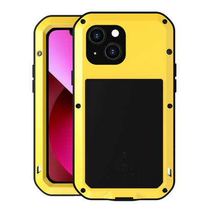 For iPhone 13 LOVE MEI Metal Shockproof Life Waterproof Dustproof Protective Phone Case(Yellow) - iPhone 13 Cases by LOVE MEI | Online Shopping UK | buy2fix