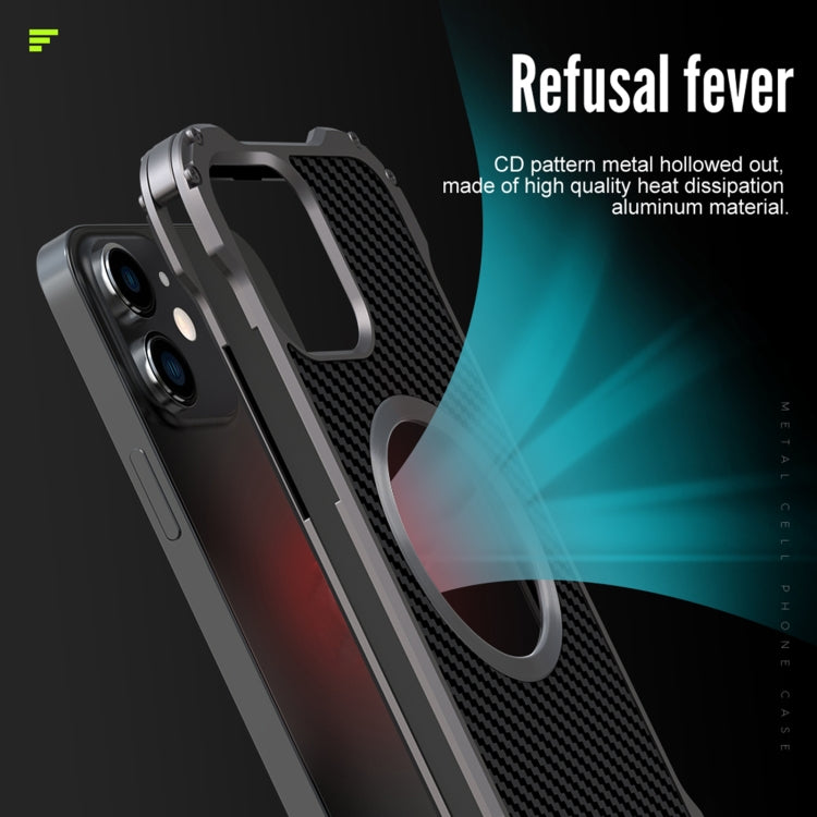 For iPhone 12 R-JUST RJ51 Hollow Shockproof Metal Protective Phone Case (Dark Grey) - iPhone 12 / 12 Pro Cases by R-JUST | Online Shopping UK | buy2fix