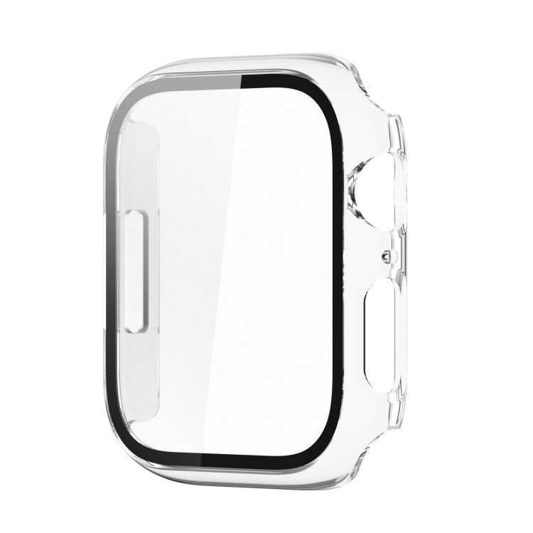 Electroplating Shockproof PC Protective Case with Tempered Glass Film For Apple Watch Series 9 / 8 / 7 45mm(Transparent White) - Watch Cases by buy2fix | Online Shopping UK | buy2fix