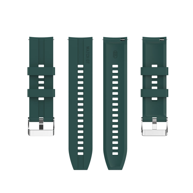 For Huawei Watch GT 3 42mm 20mm Silicone Silver Buckle Watch Band(Dark Green) - Watch Bands by buy2fix | Online Shopping UK | buy2fix