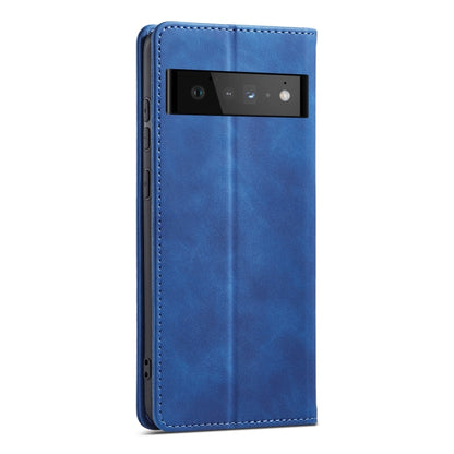 For Google Pixel 6 Pro Magnetic Dual-fold Leather Phone Case(Blue) - Google Cases by buy2fix | Online Shopping UK | buy2fix