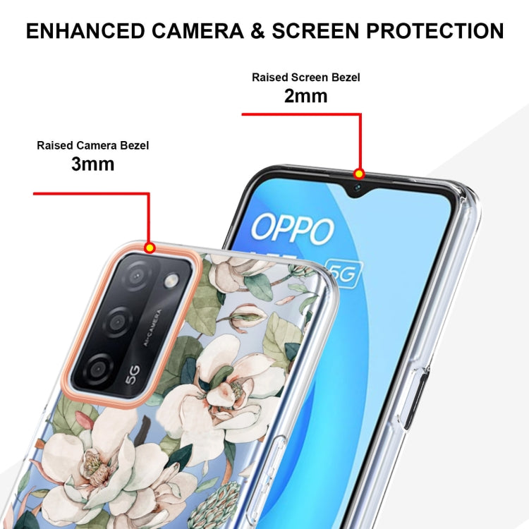 For OPPO A55 5G / A53S 5G / A54 4G / A16 / A54S 4G Flowers and Plants Series IMD TPU Phone Case(Green Gardenia) - OPPO Cases by buy2fix | Online Shopping UK | buy2fix