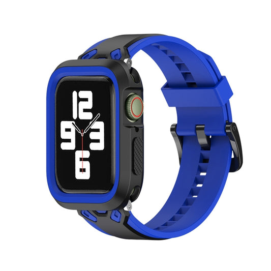 Two-color TPU Strap For Apple Watch Ultra 49mm&Watch Ultra 2 49mm / Series 9&8&7 45mm / SE 3&SE 2&6&SE&5&4 44mm / 3&2&1 42mm(Black Blue) - Watch Bands by buy2fix | Online Shopping UK | buy2fix