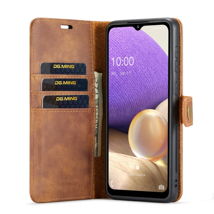 For Samsung Galaxy A33 5G DG.MING Crazy Horse Texture Detachable Magnetic Leather Phone Case(Brown) - Galaxy Phone Cases by DG.MING | Online Shopping UK | buy2fix