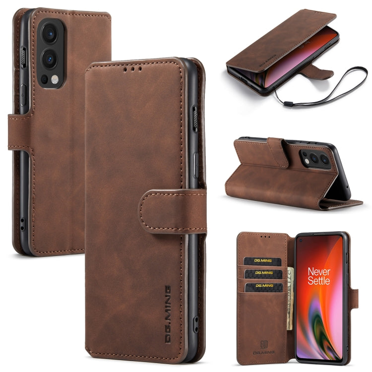 For OnePlus Nord 2 DG.MING Retro Oil Side Horizontal Flip Leather Case with Holder & Card Slots & Wallet(Coffee) - OnePlus Cases by DG.MING | Online Shopping UK | buy2fix