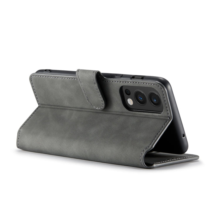 For OnePlus Nord 2 DG.MING Retro Oil Side Horizontal Flip Leather Case with Holder & Card Slots & Wallet(Grey) - OnePlus Cases by DG.MING | Online Shopping UK | buy2fix