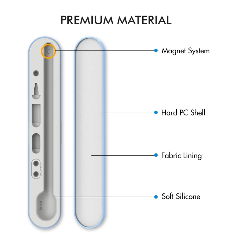 Stoyobe PC + Silicone Stylus Pen Magnetic Absorption Storage Box For Apple Pencil 1 / 2(Blue) - Pencil Accessories by buy2fix | Online Shopping UK | buy2fix