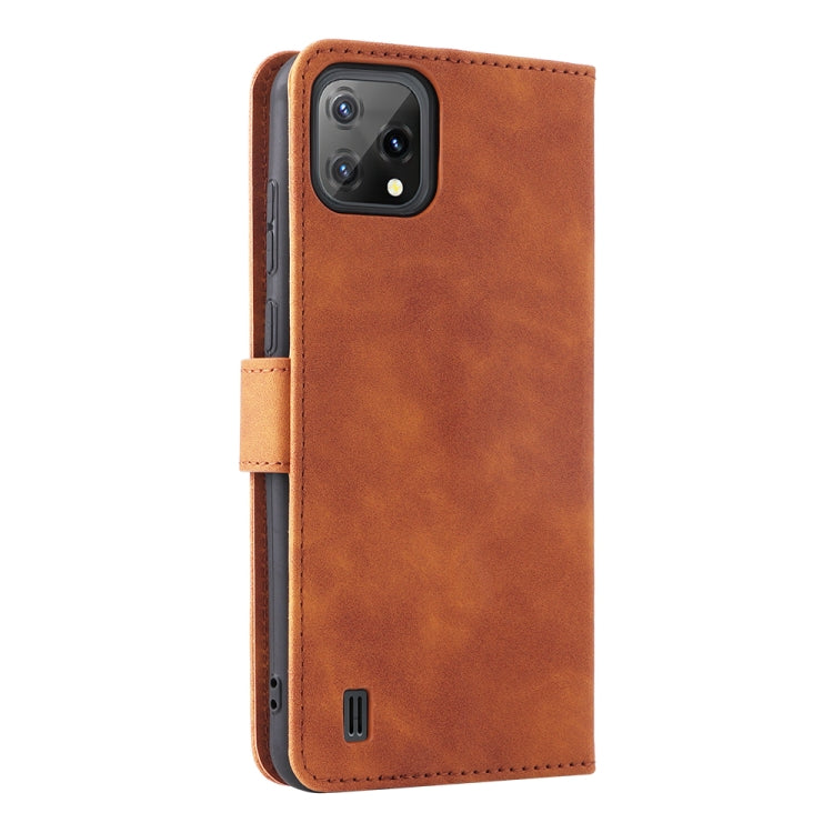 For Blackview A55 Skin Feel Magnetic Buckle Leather Phone Case(Brown) - More Brand by buy2fix | Online Shopping UK | buy2fix