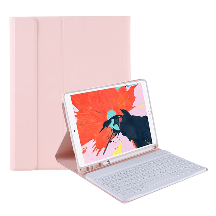 T098B Candy Color Skin Feel Texture Bluetooth Keyboard Leather Case with Pen Holder For iPad Air 4 10.9 2020 / Air 5 10.9 2022 (Pink) - For iPad Air by buy2fix | Online Shopping UK | buy2fix